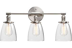 ‎PHANSTHY Phansthy 3 Bell Retro Design Clear Glass Modern Wall Lighting Wall Lights Vintage Industrial Loft Wall Lights Antique Decorative Design Wall Lighting Kitchen Wall Light (Brushed Stainless Steel