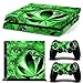 Produktbild Morbuy PS4 Skin Design Folie Aufkleber Sticker schützende Haut Schale für Sony Playstation 4 Konsole und 2 Dualshock Controller Skins (Grün marihuana)