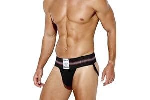 Arjen Kroos Jockstrap String Homme Slip Sportif Tanga Thong Sexy sous-vêtement Lingerie Masculine Sport,XL(90-98CM),Noir