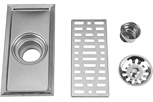HAPIVIDA Edelstahl Rechteckiger Bodenablauf 20 x 10 cm Badezimmer Duschablauf Schutz, Küchenabfallgitter mit Abnehmbarem Filter
