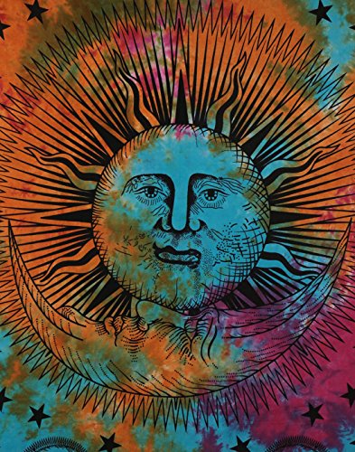 Wandbehang Sonne Tie Dye Hippie Wandteppich Mandala Deko Bunt Indisch Tapestry Psychedelic Wall Hanging boho Tuch By Rajrang - 2