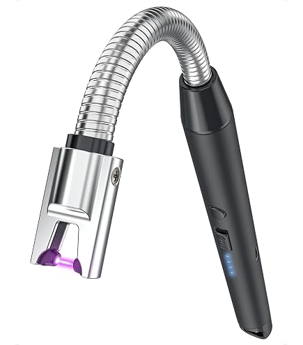 Set 4 Accendini Elettrici Ad Arco Ricaricabili USB - Collo Flessibile 26cm, Antivento - Rosso, Blu, Oro Rosa, Grigio - 6