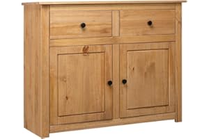 vidaXL Aparador Estilo Panamá Mobiliario Hogar Duradero Robusto Resistente Práctico Funcional Elegante Moderno Útil 93x40x80cm Madera Maciza Pino