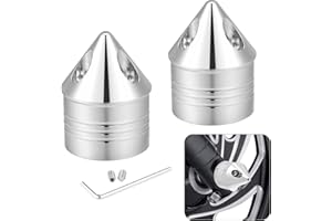 ANONEMOTO Spike Axle Nut Covers, Chrome Front Axle Bolt Covers, Wheel Axle Caps Compatible for Harley Davidson 2002-2023 Fat Boy 48 Iron 883 Sportster 1200 Electra Glide Road Glide Street Glide