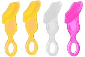 UDEWO 4 Pieces Silicone Baby Toothbrush, Chewable Soft Training First Toothbrush, Gum Massager for Babies and Toddlers