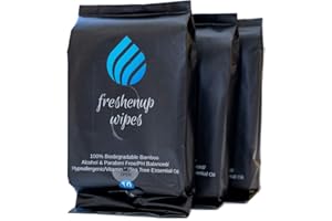 ‎FRESHENUP FreshenUp XXL Ganzkörper Feuchttücher für Erwachsene - Dusche im Tuch - 3x10 feuchte Bambus Einmalwaschlappen Erfrischungstücher mit Teebaumöl - 100% abbaubar für Reise, Wandern, Camping, Festival