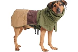Spark Paws Hunderegenmantel, wasserdichte Winddichte Regenjacke, für kleine, mittlere, große und extra große Hunde, reflektierend, atmungsaktiv, mit vollständigem Körperschutz - Green Brown Tan - 4XL