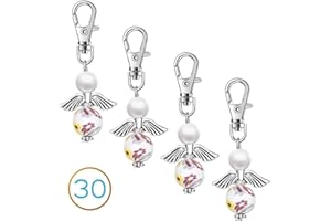 OUMEZON 30 Stück Gastgeschenke Taufe Hochzeit Weiß Schutzengel Schlüsselanhänger Weihnachten Kommunion Geschenk für Gäste Handmade Geburtstag Baby Shower Party Mitbringsel …