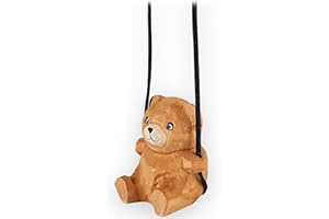 VIPbuy Adorno colgante de madera 100 % hecho a mano con oso de Ted-Bear para colgar en el coche, bonita figura de madera pintada tallada a mano, accesorios para colgar en espejo de coche, accesorios