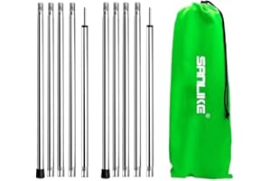 SAN LIKE Palo da Tenda da Campeggio Regolabili, Palo Telescopico per Tende Rubinetti o Tende da Sole Teloni, Pali da Tenda Pieghevoli in Acciaio Inox per Tettuccio di Protezione Antipioggia, Set di 2
