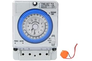 ELPRICO Temporizzatore meccanico, AC220V 10A 15 minuti Relè temporizzatore manuale/automatico 24 ore su 24 per luce e attrezzatura