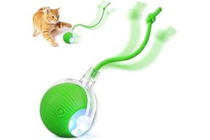 TTPOLONG Jouet Interactif pour, Balle Interactive Chat, Trois Modes réglables avec Fonction de réveil pour Chien Chat (Vert)