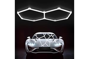 MIMIEAR Hexagon Garage Light: Higher Brightness Lumens LED Honeycomb Ceiling Light, 8 Grids Systems 6500K,1.7x1.0m Grid Lighting for Garages, Gym, Car Detailing Shop,Auto Beauty Shop,Shopping malls (2 HEX)
