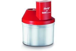 bamix Przystawka SliceSy do wszystkich mikserów ręcznych bamix od 180 W, W tym 5 tarek, Wielofunkcyjny robot kuchenny do krojenia, mielenia, siekania, Czerwony