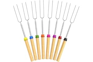 Miotlsy Roasting Sticks ZSWQ-Marshmallow Roasting Sticks 31 Inch Extendable Forks,Set Of 8 Telescopic Stainless Steel Skewers - Perfect forks for Hot Dogs