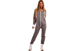 Crazy Age Basic Jumpsuits Ganzkörperanzug Einteiler One Piece Schlafanzug Overall Damen Jumpsuit Kuschelig und warm
