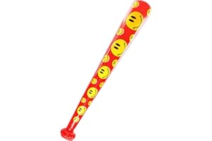 LOVETRENDS Inflatable Baseball Bat - Orange Baseball Bat with Yellow Smiley Face Pattern - Fun Party Prop Fancy Dress Accessory