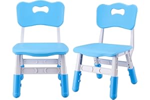 E-Solem Adjustable Chair for Kids 3 Level Height, Durable Chairs for Kids Indoor or Outdoor Use for Ages 2-6, Toddler Desk Chair for Boys and Girls for Daycare, Classroom, Home (2 Chairs Blue)