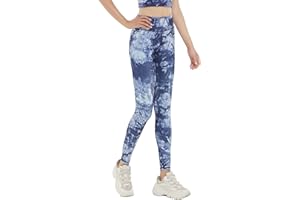 FLYILY Donna Sportivi Leggins con Motivi Anticellulite Allenamento Alta Vita Pantaloni da Yoga