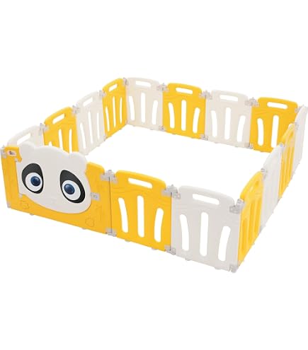 Parc Bébé Modulable 16 Panneaux HDPE - Pliable, Avec Panneau De Jeu Et Serrure Sécurité, Blanc