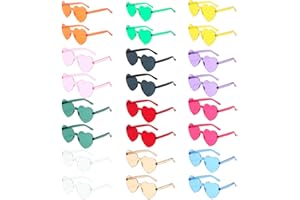 JOLIGAEA 24 Paia Occhiali da Sole a Forma di Cuore, Senza Montatura, Colorati Trasparenti, per Festa Hippie e Carnevale