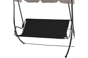 VWACBOAW Hollywoodschaukel Sitzbezug, Gartenschaukel Sitzbezug, wasserdichte 600D Oxford Gartenschaukel Sitzfläche Ersatz, für den Außenbereich 2- und 3-Sitzer. (168 * 56 * 56cm,Schwarz)