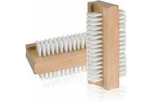 MNVD Wooden Nail Brush Double Sided Nail Brush Fingernail Cleaning Brush Dust Removal Nail Brushes Soft Bristle Nail Brushes Double-Sided Manicure Brush Ideal for Hand Toes Nail Home Salon (Pack of 2)