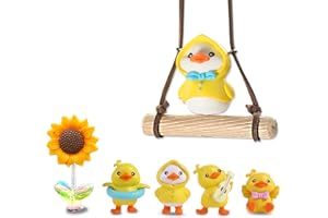 NCOALE Swinging Car Duck Set, 6 PCS Cute Car Interior Hanging Accessories and Dashboard Decoration Ducks, Car Rearview Mirror Swing Hanging Ornament Funny Car Duck Gifts for Women Men