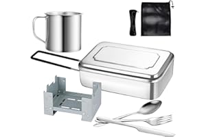 Lafuntar Camping Mess Tin, 8-Piece Mess Tins for Camping, Features Mess Tins, Cutlery set, Compact Stove，Storage Bag Suitable For Camping, Festivals & Fishing Trips