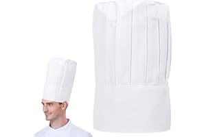 Zouwel Chef Hat, Unisex Cotton Chef Hats for Adults, 11.8 Inch Tall Elastic Mushroom Chef Hat for Kitchen Hotel Restaurant Cooking（58-60 cm）