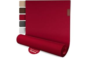 smøla Design Tischläufer Rot aus Filz I 150x40 cm Tischband I Skandinavischer Filzläufer Abwaschbar mit Leder Label I Tischdeko Tischläufer modern Weinrot