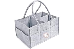 ZIMOHE Panier de Rangement pour Bébé en Feutre Sac de Couche - Rangement pour Nurserie, Liste de Naissance, Table à Langer, Panier Cadeau pour Fille et Garçon (Gris)