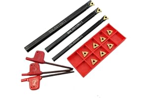 ASZLBYM 3PCS SNL0008K11+SNL0010K11+SNL0012M11 Indexable Threading Boring Bar Set Lathe Turning Tools Holder Set with 10PCS 11ER A60 Indexable Carbide Threading Turning Inserts (3PCS SNL+10PCS 11ER)