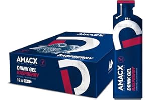 AMACX Energy Gel – Gel Energetique Velo et Course a Pied – Paquet de 12 – Gel sportif avec maltodextrine et Electrolyte – 30g de Glucides et 200mg de Sodium – Framboise