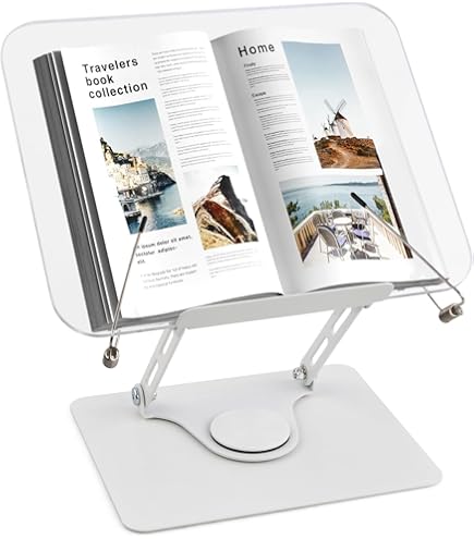 Porte-livre Rotatif En Aluminium – 180° – Avec Clip Papier – Support De Lecture