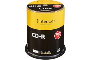 Intenso CD-R 100 Spindel 700 MB | Tomma CD-skivor av högsta kvalitet för data och musik, 80 minuters inspelningstid, kompatibel med alla vanliga CD-brännare