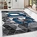 Produktbild HomebyHome Moderner Design Guenstige Teppich Kurzflor abstrakt Kariert Dreieck Schwarz Grau Weiss Tuerkis meliert 5 Groessen Wohnzimmer ver. Farben u. Groeßen, Größe:200x290 cm