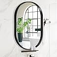 HiCycle2 Wall Mirror Large 18x30 Bathroom Mirror Black Metal Brushed Frame for Living Room Wall Mounted Mirror, Living Room/Gym Luxury Black Rectangle Mirror (oval18*30,Black)