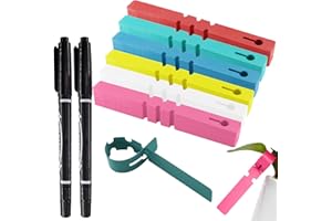 alwaiiz 600 Pièces Etiquettes en Plastique pour Plantes avec 2 Pièces Stylos à Base D'eau Noir, 2 x 21cm Suspendus Étiquettes de Plantes, Etiquette Jardin(6 Couleurs)