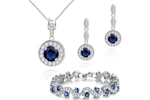 Crystalline Azuria Gioielleria Parures per Donne Nozze Sposa Gioielleria Parure Con Collana e Orecchino Zirconia Damigella D'onore Gioielleria