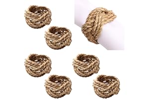 BAKERMICHE Portatovaglioli fatti a mano, set di 6 portatovaglioli intrecciati, anelli di tovagliolo naturali, fibbie per tovaglioli decorativi per feste e cene