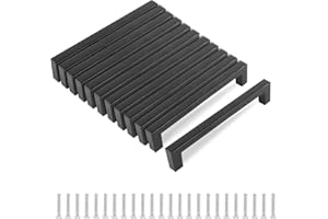 MIYUANGKJ Tiradores para muebles de color negro de 128 mm, 12 unidades de tiradores negros para muebles de cocina, pomos para puertas negras con 24 tornillos de 25 mm para muebles de cocina, armarios