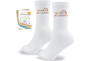 GLUCKGESCHENK School Child Socks Girls 25-34, First Day of School Gift with Card, Contents School Cone Filling, Sweets Bag First Day of School Gifts, School Child 2025 First Day of School Gift, First Day of School