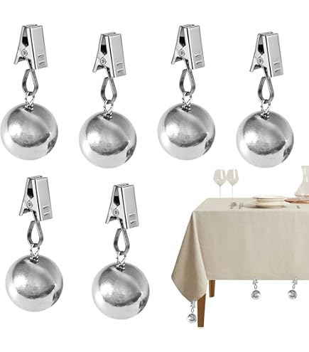 4er Set Tischdeckenbeschwerer – 74 G Edelstahlkugeln Mit Gewebeschonenden Clips – Windfest Für Tischdecken, Vorhänge, Balkon & Picknick –