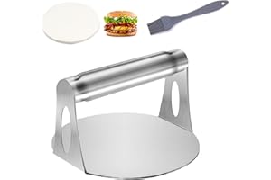JJZGPP Pressa per hamburger in acciaio inox da 5,5 pollici rotonda Smash Burger, pressa bistecca tritata antiaderente, impugnatura comoda, facile da pulire, per bistecca, patties, carne, barbecue