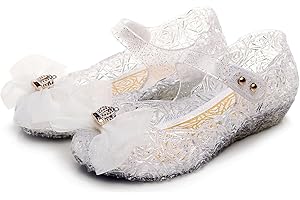 Emin Fille Chaussures de Princesse Reine des Neiges Elsa Talons Hauts Enfants Chaussures Cristal Ballerines Chaussures Sandales Déguisement Fête Halloween Noël Anniversaire Carnaval Accessoires