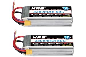 HRB POWER HRB 2PCS 6S 22.2V 3300mAh 60C Lipo Batterie avec XT60 Plug pour RC Hélicoptère Avion Voiture Bateau Camion