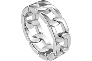 ChainsPro Bague Homme Acier Inoxydable-Bagues Gothique Maillon Chaîne Blanc/Or/Noire,Taille 54-66.5,Anneau Rock Biker Bijoux Fantaisie Cadeau pour Hommes Femme Garçons