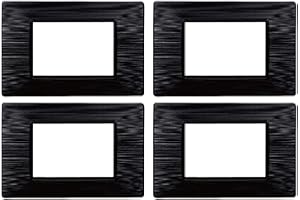 ZOREI 4 Pezzi Placche Compatibile Con Vimar Plana, Placche in Plastica Effetto Satinato (3 Posti/Moduli,Nero Satinato)