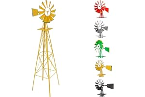 MAXSTORE STILISTA Gigantisches Windrad im US-Style aus Stahl, Höhe 245cm, Rotor 55cm, kugelgelagert, in vers. Farben, gelb